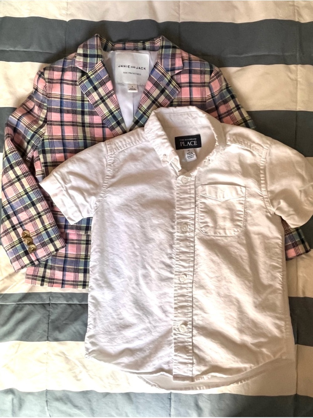 Janie & Jack pink plaid linen blazer - 3 - Picture 4 of 4